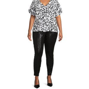 Terra & Sky Women's Plus Size Animal Print Ponte Pant 2X